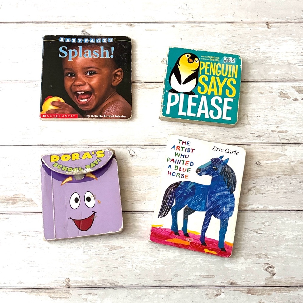 Baby Toddler Board Books Bundle Set of 4 Eric Carle Dora the Explorer Penguin